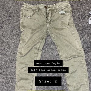 American Eagle green velvet jeans
